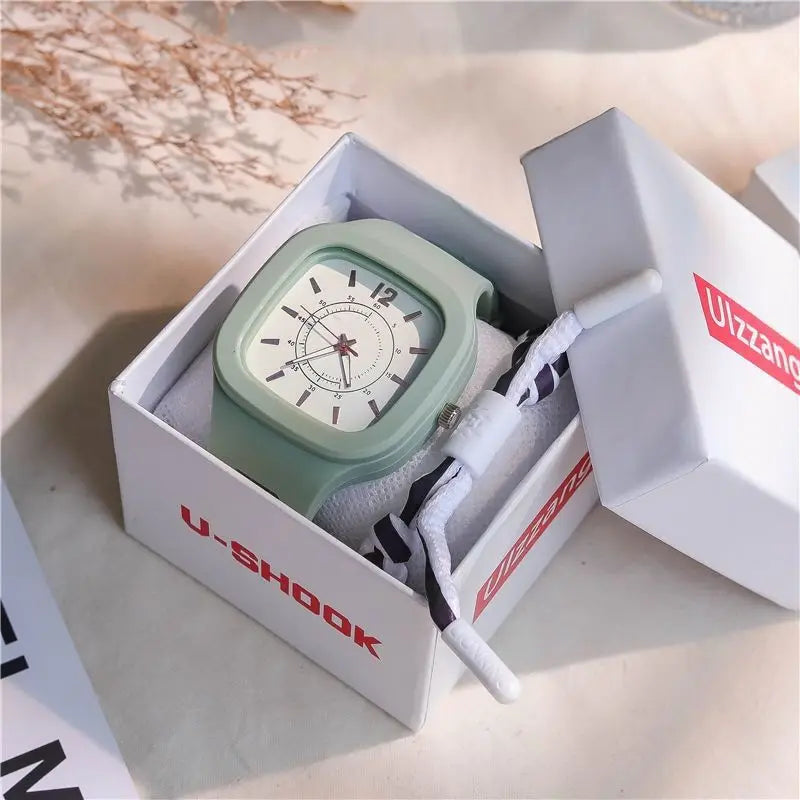 Watches for Elegant Women Simple Fashion Watch Minimalist Design Square Big Dial Soft Wristwatch Valentines Gift for Women Girls