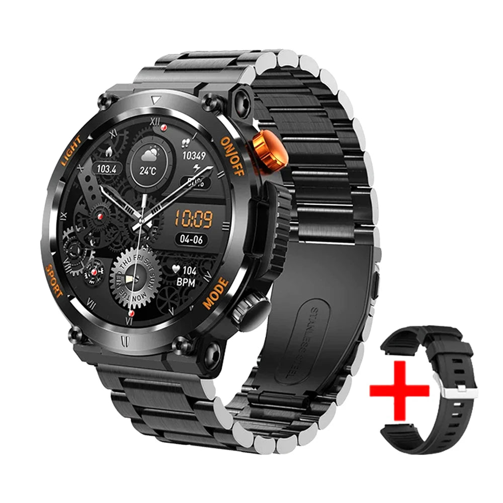 Smart Watch Men With LED Lighting Compass Sports Fitness Tracker Watch IP67 Waterproof Bluetooth Talk SmartWatch 2024