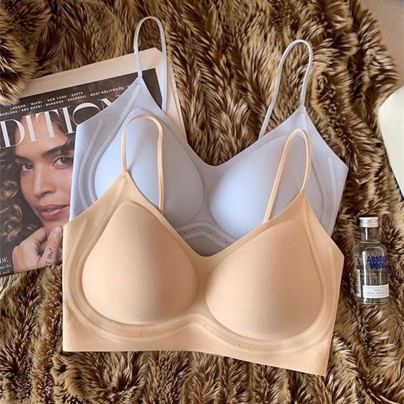 Women's Invisible Backless Tube Top with Liquid Foundation and No Steel Ring, Anti-sagging and Gathered Camisole Bra