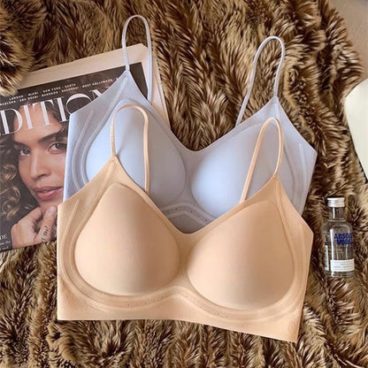Women's Invisible Backless Tube Top with Liquid Foundation and No Steel Ring, Anti-sagging and Gathered Camisole Bra