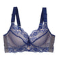 Bra Large Size Lace Bralette Back Four Row Adjustment Bra Thickened Upper Support Lace Top Support Gathering Bra for Women
