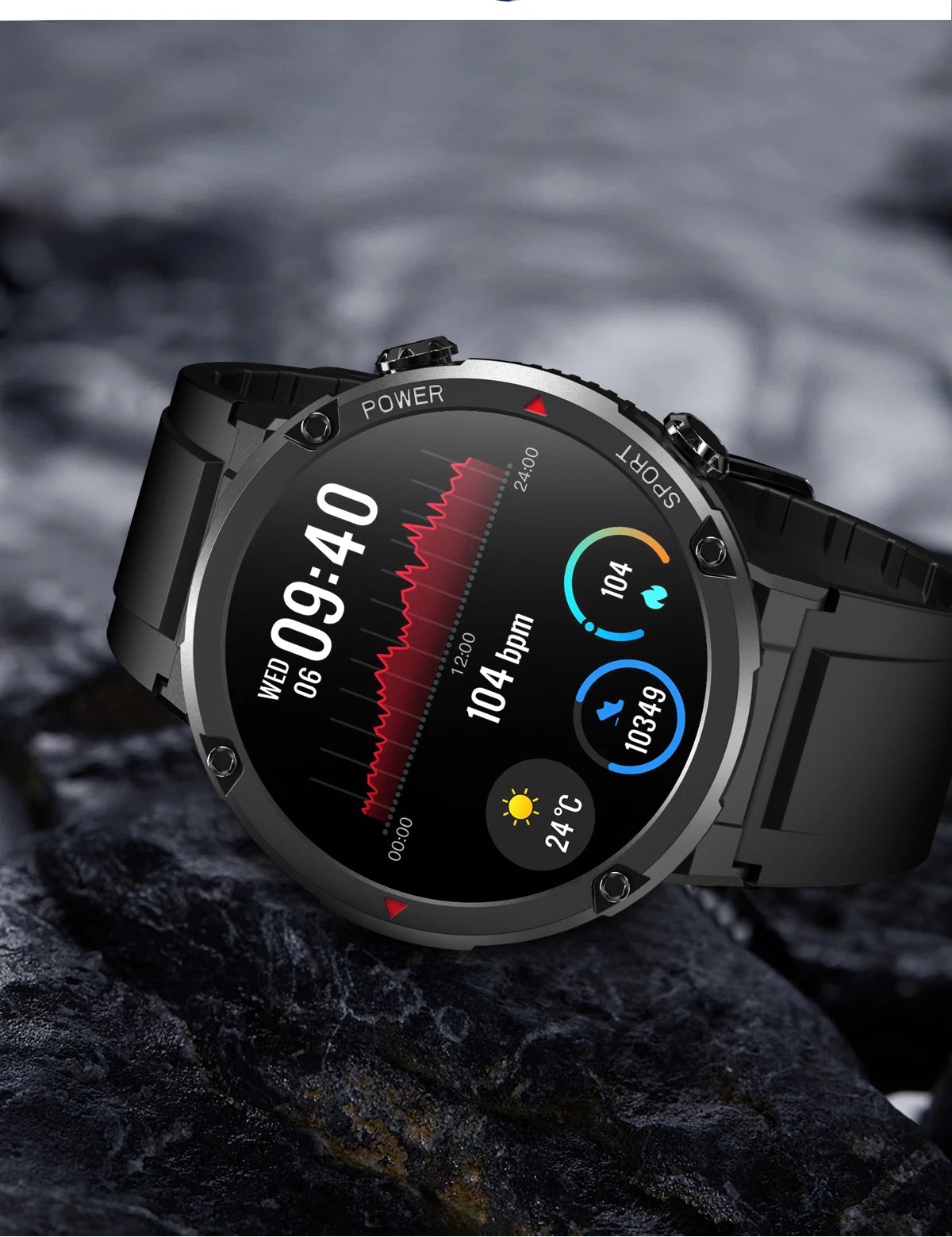 Smart Watch 1.6inch 400*400 Round Screen Bluetooth Call Heart Rate Hi-Fi Speakers IP68 Waterproof Sport Tracket Smartwatch