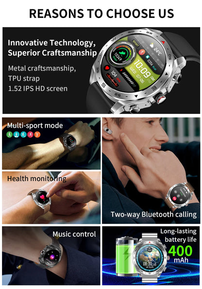 2025 New Smart Watch with TWS Earbuds 1.52 Inch AMOLED IP67 Waterproof Bluetooth Calls MP3 Music Smartwatch for Men Android iOS