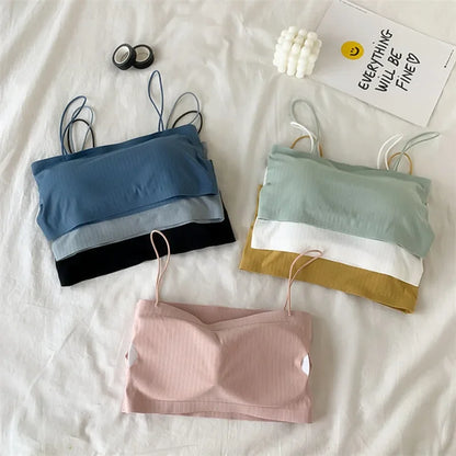 Women Sling Tube Top Sexy Bra Top Breathable Chest Pad Wearing Underwear Strapless Blouse Tube Top Bandeau