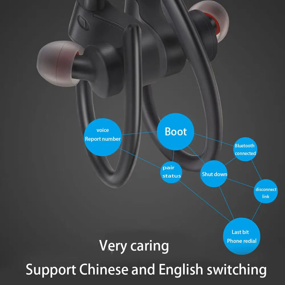 Bluetooth 4.1 Earphone Earloop Earbuds Stereo Bluetooth Headset Wireless Sport Earpiece Handsfree With Mic For Cell Smart Phones