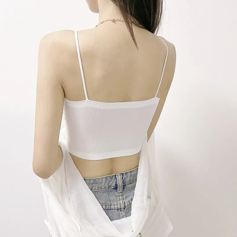 Women Sling Tube Top Sexy Bra Top Breathable Chest Pad Wearing Underwear Strapless Blouse Tube Top Bandeau