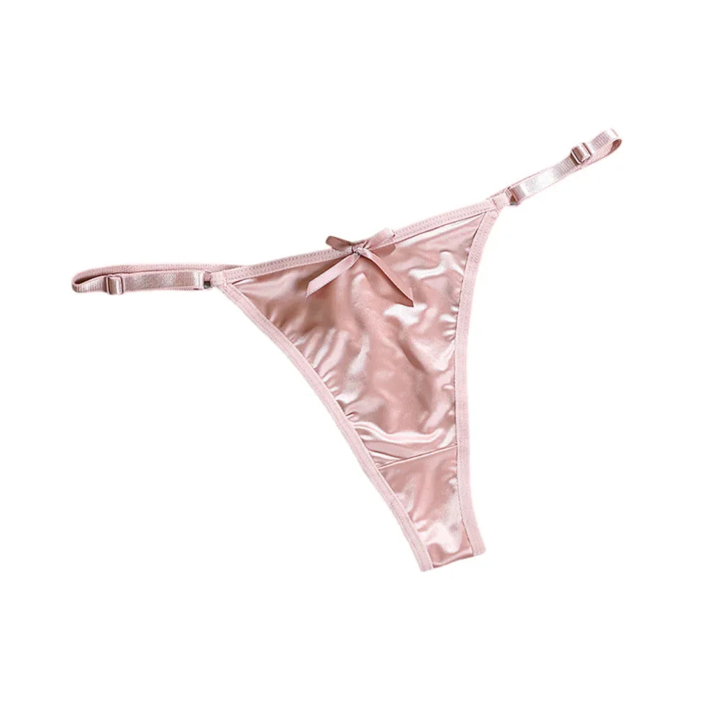 Sexy Women's Satin Soft G-Strings Thongs T-Panties Low Waist Bow Briefs Shorts Comfortable Female Underwear Трусы Женские