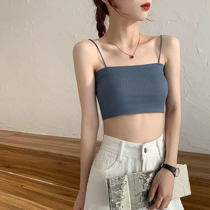 Women Sling Tube Top Sexy Bra Top Breathable Chest Pad Wearing Underwear Strapless Blouse Tube Top Bandeau