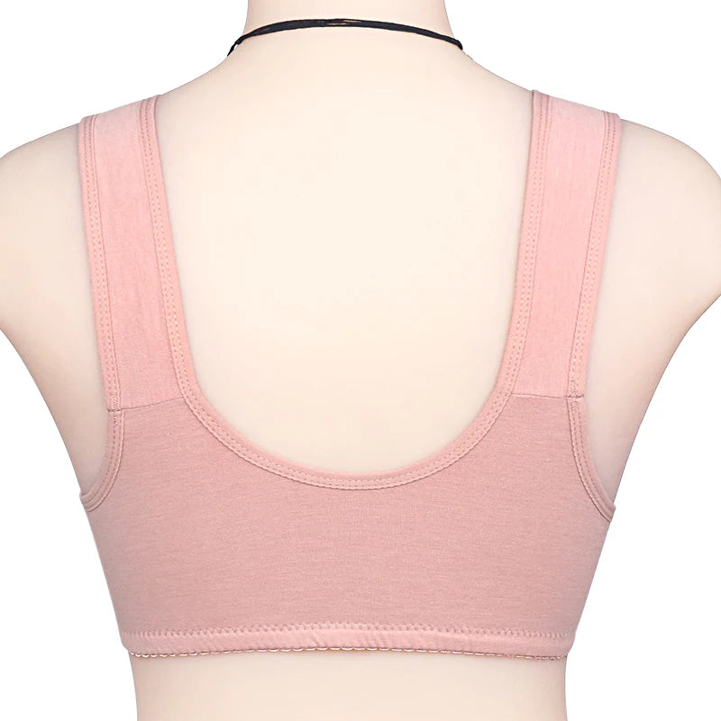 Bra Cotton Women Wire Free Bras Front Closure Brassiere Female Confortable Underwear Everyday Large Bust 52BC 50BC Cup