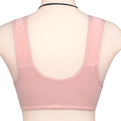 Bra Cotton Women Wire Free Bras Front Closure Brassiere Female Confortable Underwear Everyday Large Bust 52BC 50BC Cup