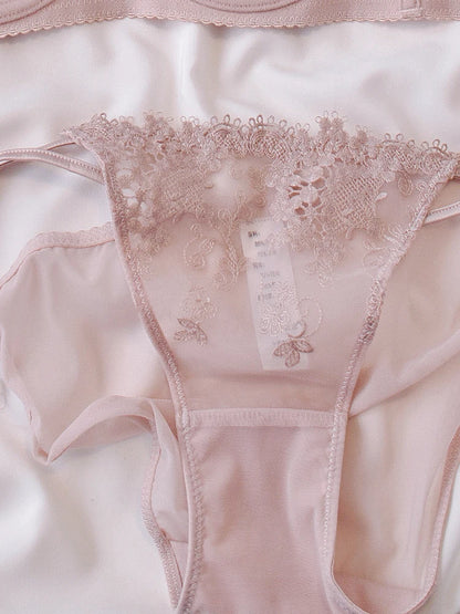 BANERDANNI Modest French Bra Set - Lace Minimizer Bust Reducer with Steel Ring Rabbit-Ear Slimming Support & Discreet Coverage