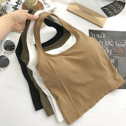 Women Halter Neck Tube Camis Sexy Backless Black White Tank Tops Streetwear Vest Female Crop Top Summer Basic T-shirts Ladies