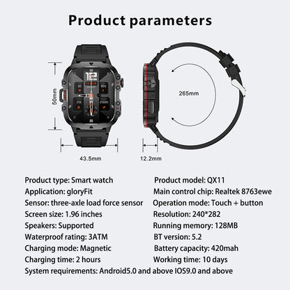 Smart Watch Men With LED Lighting Compass Sports Fitness Tracker Watch IP67 Waterproof Bluetooth Talk SmartWatch 2024