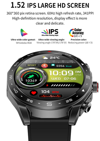 2025 New Smart Watch with TWS Earbuds 1.52 Inch AMOLED IP67 Waterproof Bluetooth Calls MP3 Music Smartwatch for Men Android iOS