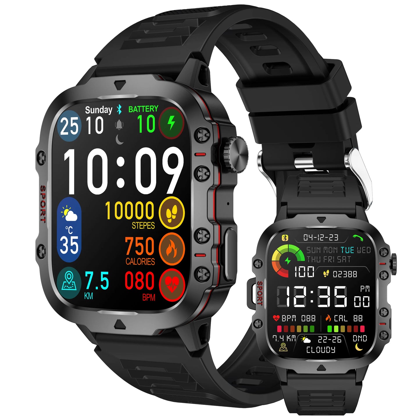 Smart Watch Men With LED Lighting Compass Sports Fitness Tracker Watch IP67 Waterproof Bluetooth Talk SmartWatch 2024