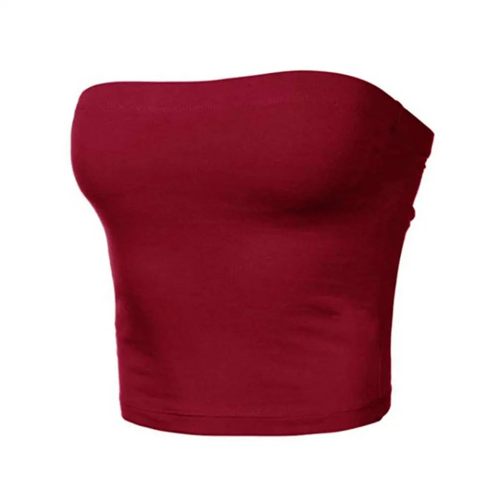 Women Sexy Strapless Tube Tops Off Shoulder Sleeveless Bustiers Crop Tops Backless Slim Fit Tank Vest Streetwear