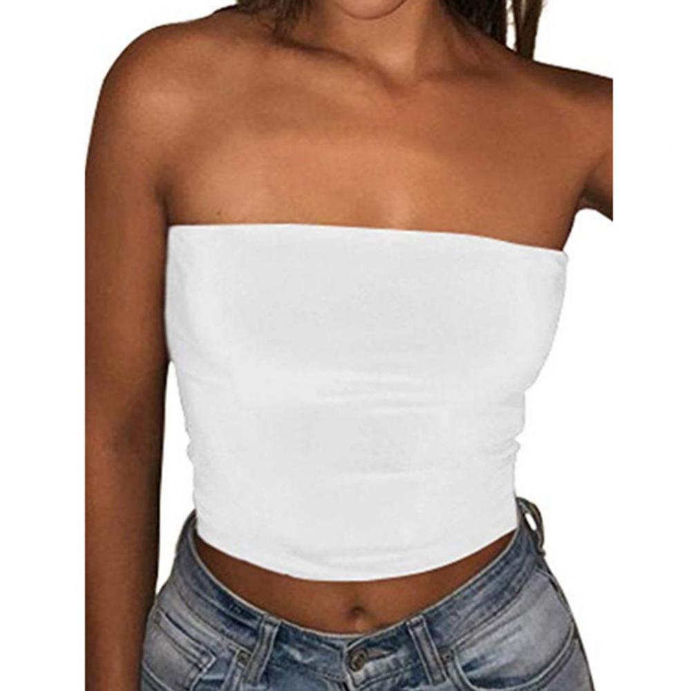 Women Sexy Strapless Tube Tops Off Shoulder Sleeveless Bustiers Crop Tops Backless Slim Fit Tank Vest Streetwear