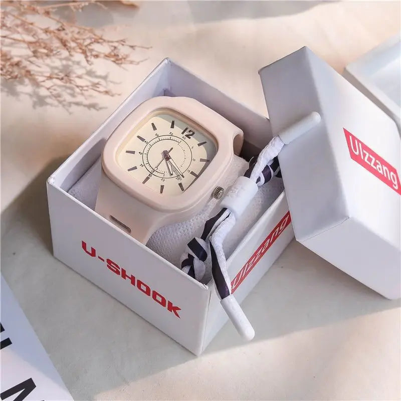 Watches for Elegant Women Simple Fashion Watch Minimalist Design Square Big Dial Soft Wristwatch Valentines Gift for Women Girls