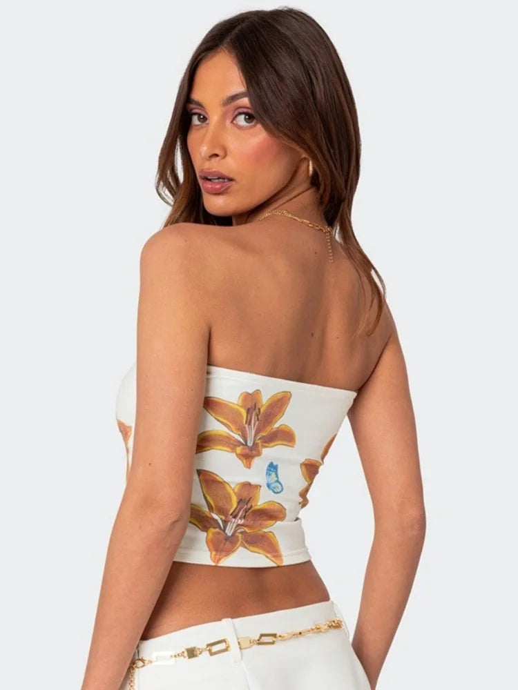 Sexy Tube Top Floral Print Bralette Mujer Mini Lenceria Femenina Ladies Bandeau Top Strapless Bra For Women Underwear Bustier