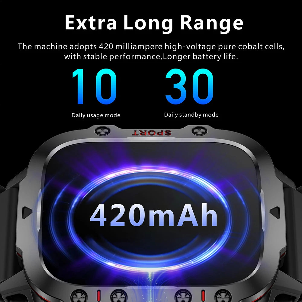 Smart Watch Men With LED Lighting Compass Sports Fitness Tracker Watch IP67 Waterproof Bluetooth Talk SmartWatch 2024