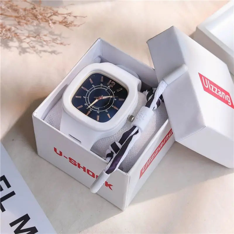 Watches for Elegant Women Simple Fashion Watch Minimalist Design Square Big Dial Soft Wristwatch Valentines Gift for Women Girls