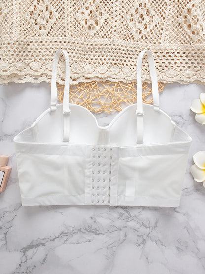 Breathable Bra Buckle Style Design Adjustable Size Solid Color Simplicity Elegant Comfortable New Shoulder Strap Gauze Bra