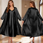 Sexy Long Nighty&Robe Set Nightgown Spring Summer Female Sleepwear Suspender Nightdress Solid Color Satin Homewear