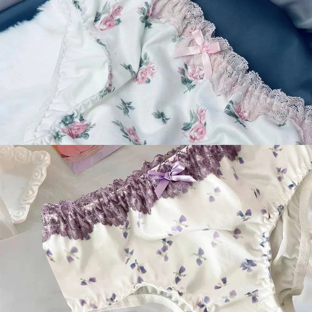 Underwear Female Sexy Lace Flower Thin Japanese Low-Waist Triangle Shorts Girls Panties Women G-strings Thongs Intimates