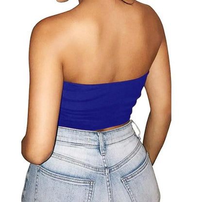 Women Sexy Strapless Tube Tops Off Shoulder Sleeveless Bustiers Crop Tops Backless Slim Fit Tank Vest Streetwear