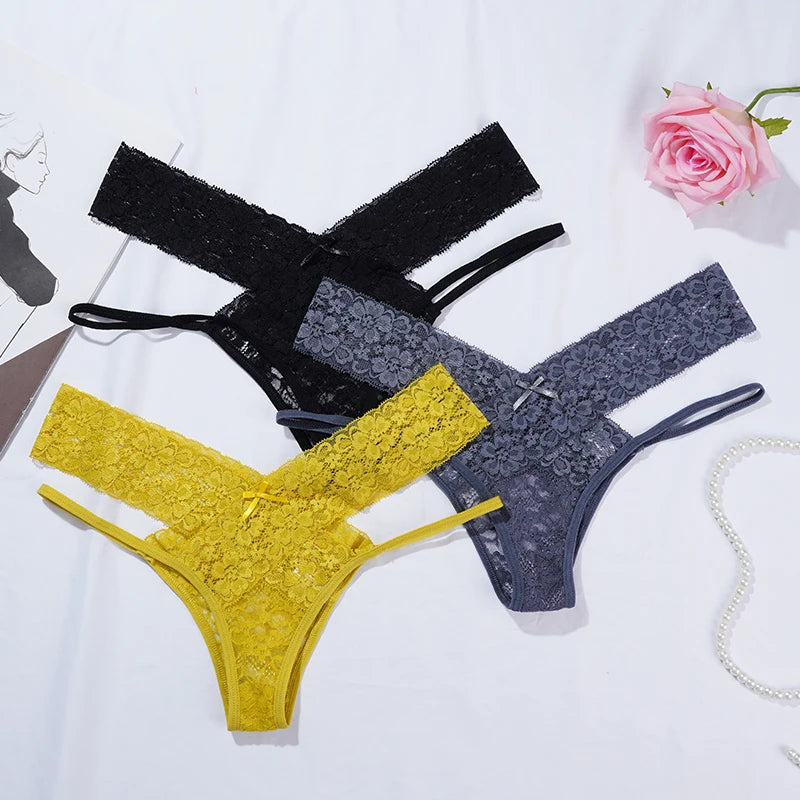 Sexy Lace Ladies Panties Low Waist Underwear Briefs Female Solid Color Underpants Breathable Hollow Out Seamless Lingerie