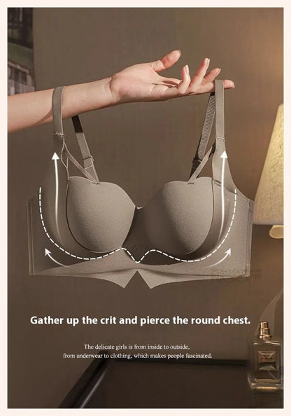 Women's Bra Lifting Non-marking Gathering Show Large Half Cups to Collect Side Breasts to Prevent Sagging Non-steel Ring Bra