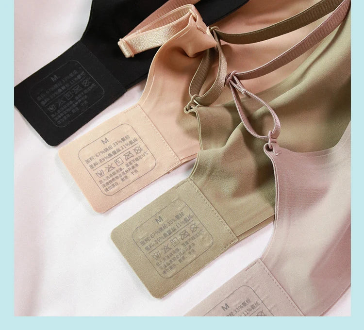 Women Silk Bra 89% Mulberry Silk 11% Spandex Lining 3/4 Cups Everyday wear Bra Wireless Wire Free Beige Black Intimates TA002