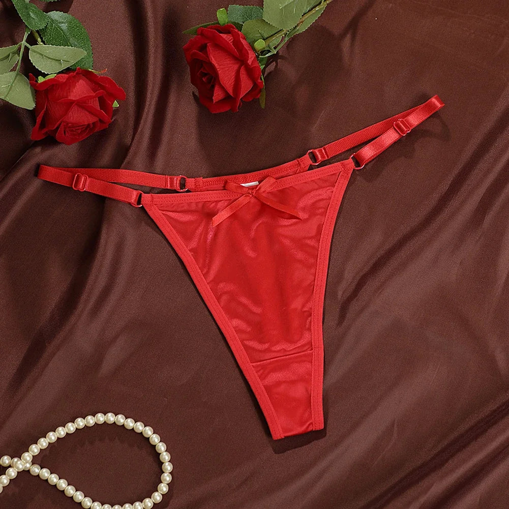 Sexy Women's Satin Soft G-Strings Thongs T-Panties Low Waist Bow Briefs Shorts Comfortable Female Underwear Трусы Женские