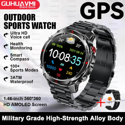 2025New Smart Watch For Men 1.46'' 360*360 HD AMOLED Color Display Voice Call Compass LED Sports Fitness Waterproof Watch Ladies