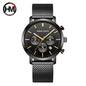 Men Watches Top Brand Fashion Multifunction Small Dial Stainless Steel Mesh Business Waterproof Wrist Watches Relogio Masculino