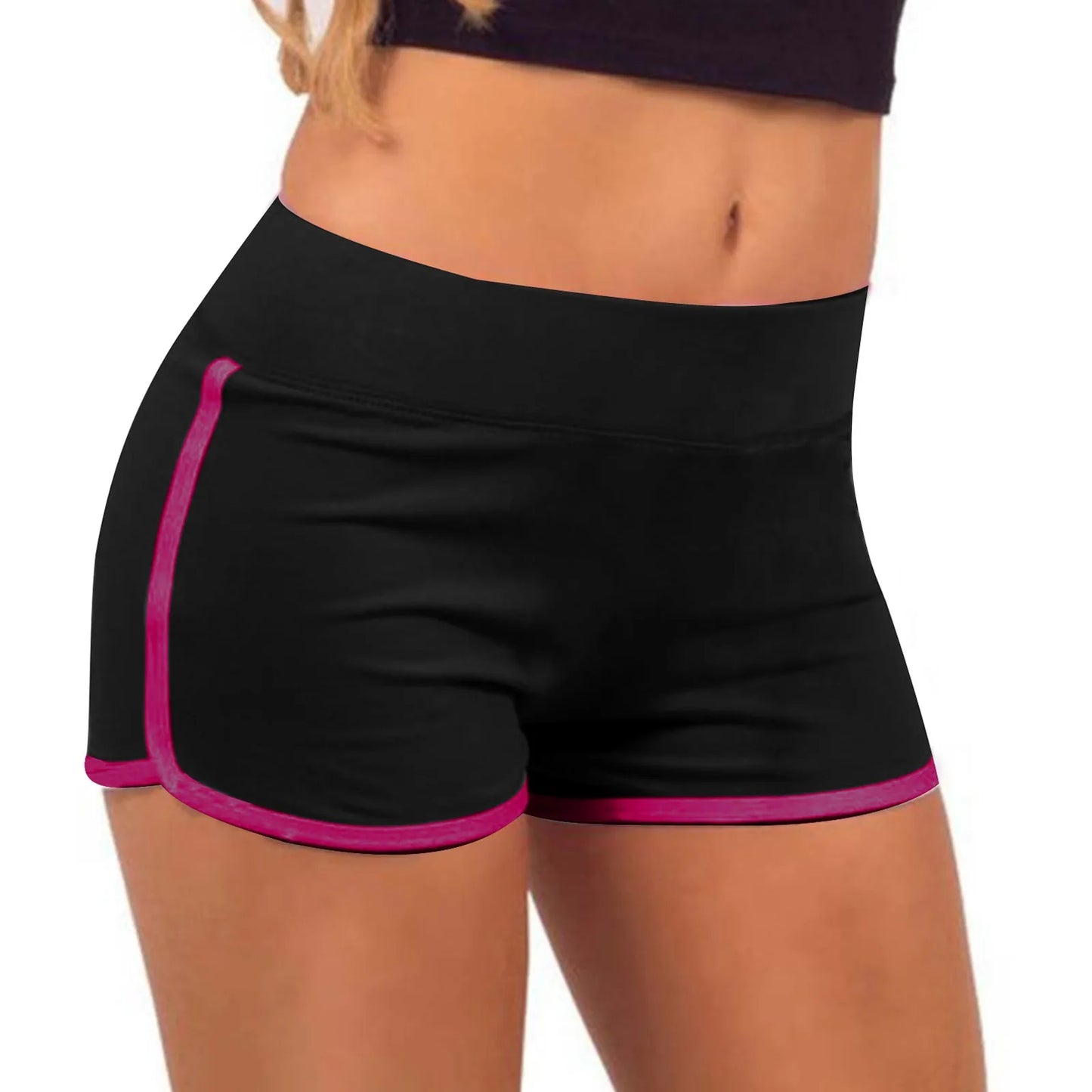 Women Mid Waist Shorts Girl Slim Fit High Stretchy Short Trousers Female Tight Shorts For Ladies Running Shorts Slim Fit Elastic