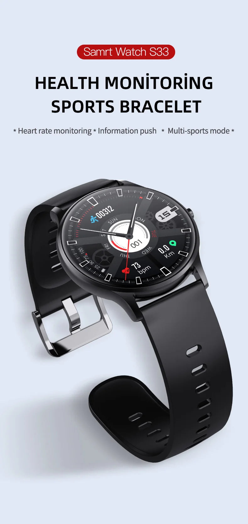 Smart Watch Men 1.3inch Bluetooth Sport Watches IP67 Waterproof Fitness Smartwatch Women