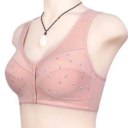 Bra Cotton Women Wire Free Bras Front Closure Brassiere Female Confortable Underwear Everyday Large Bust 52BC 50BC Cup