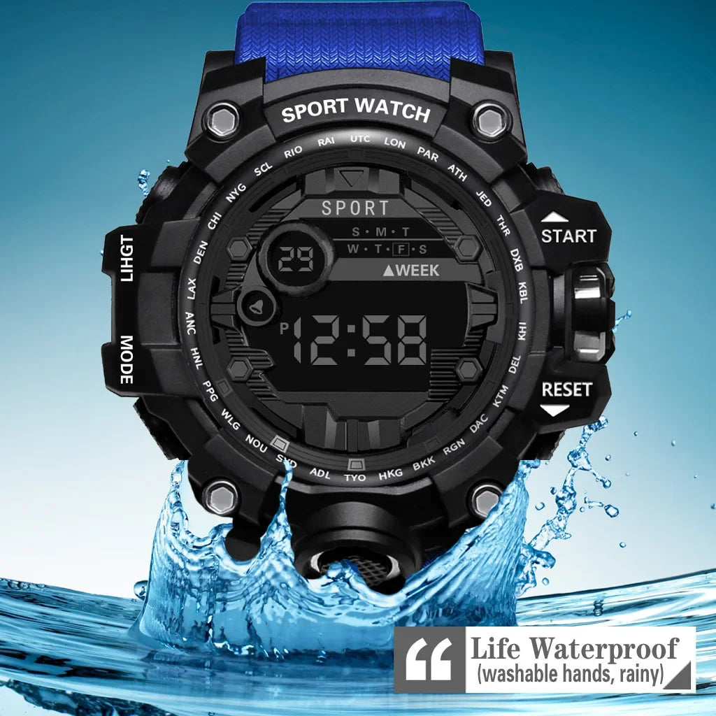 2024 New leisure multifunctional electronic watch for men simple waterproof sports date watches fashion Accessories