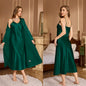 Sexy Long Nighty&Robe Set Nightgown Spring Summer Female Sleepwear Suspender Nightdress Solid Color Satin Homewear