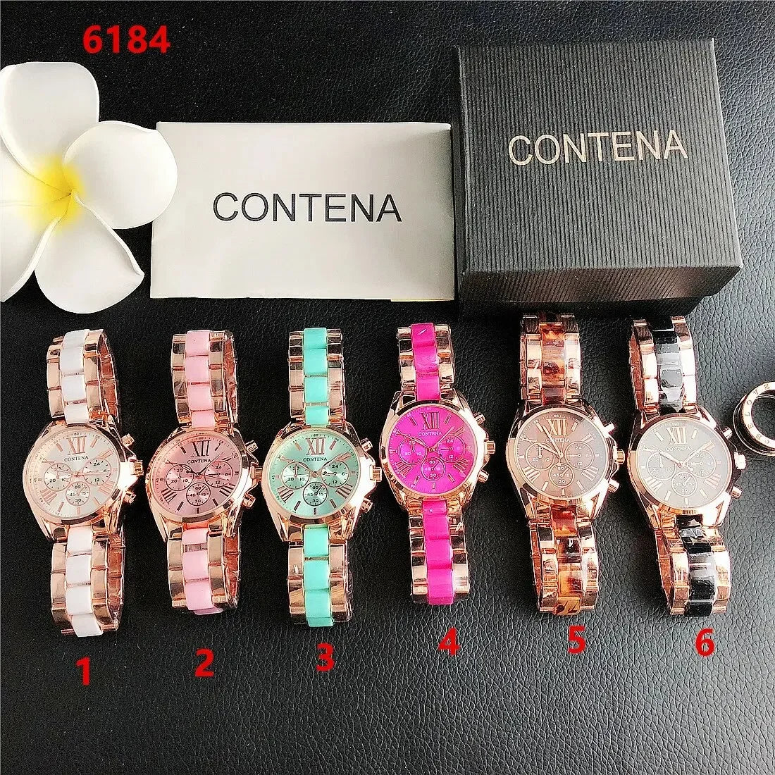 The New Watch Is Made of Ceramic Macaron Adhesive Alloy and Geneva Three Eyed Six Needle Decorative Women's Fashion Quartz