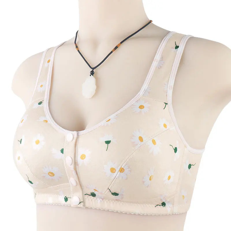 Bra For Women Wire Free Bra Cotton Underwear Front Closure Brassiere Women's Lingerie Large Bust 50 52 BCD Cup