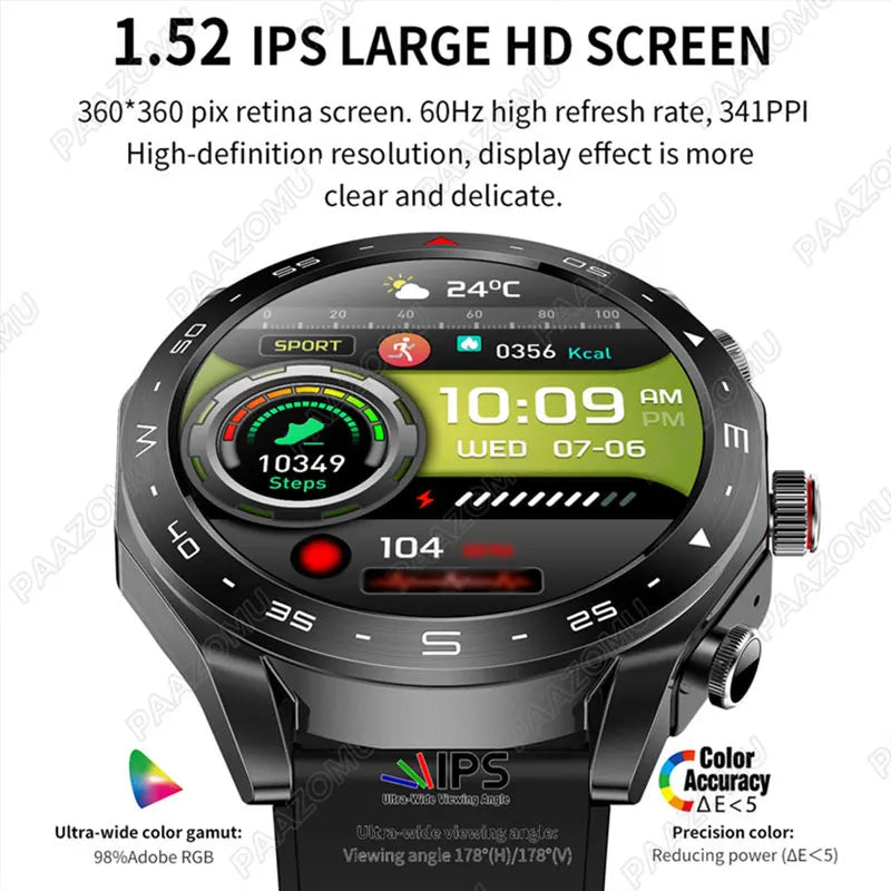 2025 New Smart Watch with TWS Earbuds 1.52 Inch AMOLED IP67 Waterproof Bluetooth Calls MP3 Music Smartwatch for Men Android iOS