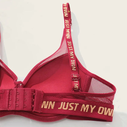 BEAUWEAR Fashion Letter Print Bra for Woman Push Up Bra with wire Mesh Underwear Breathable 75B 80B 85B 90B