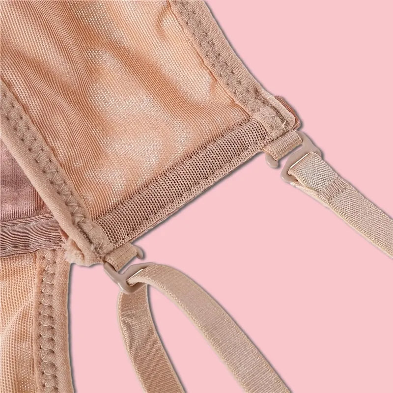 Womens Low Back Bra Wire Lifting Deep U Shaped Plunge Backless Bra with Multiway Convertible Clear Straps Body Shaper Lingeres