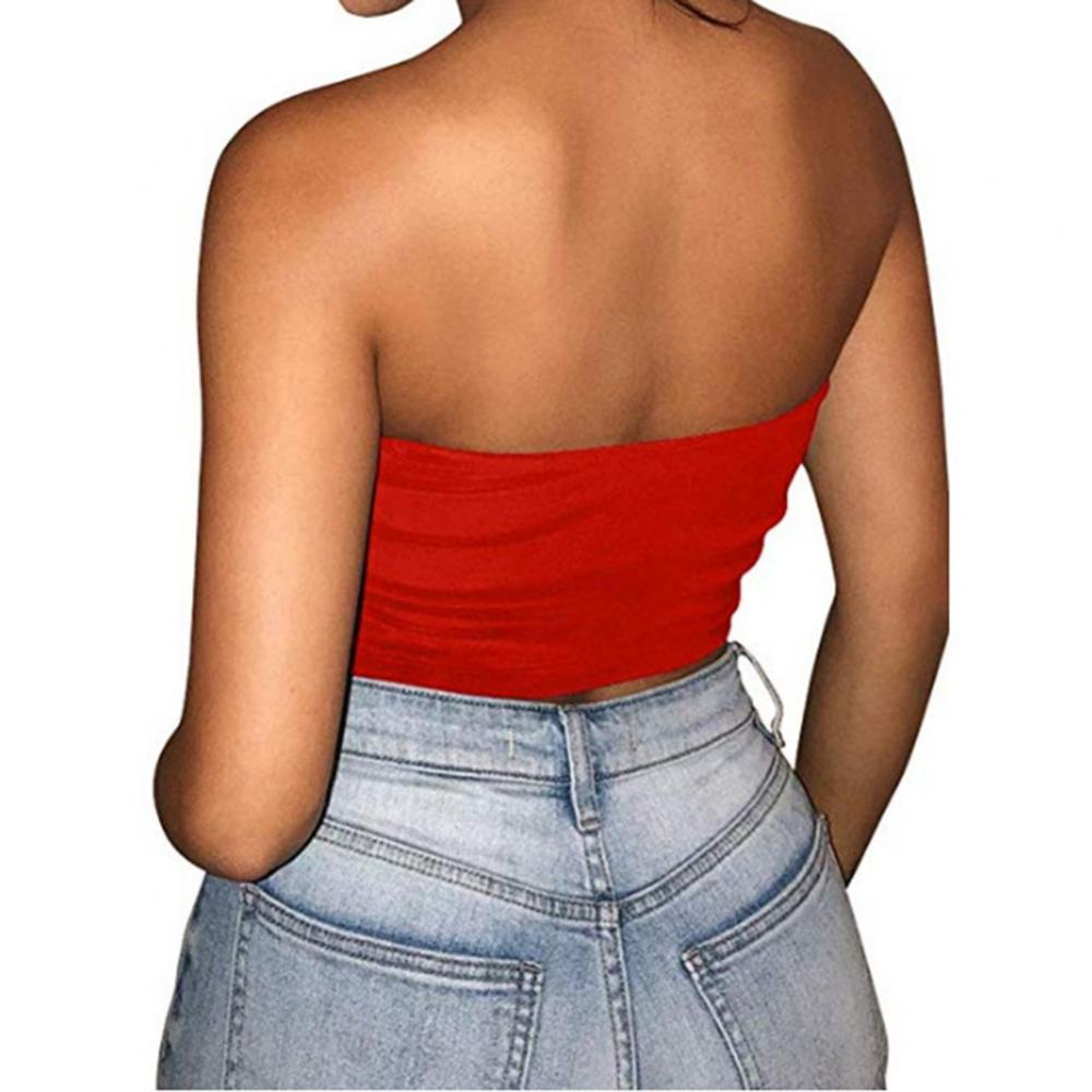 Women Sexy Strapless Tube Tops Off Shoulder Sleeveless Bustiers Crop Tops Backless Slim Fit Tank Vest Streetwear
