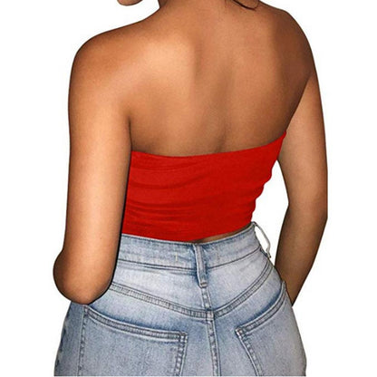 Women Sexy Strapless Tube Tops Off Shoulder Sleeveless Bustiers Crop Tops Backless Slim Fit Tank Vest Streetwear