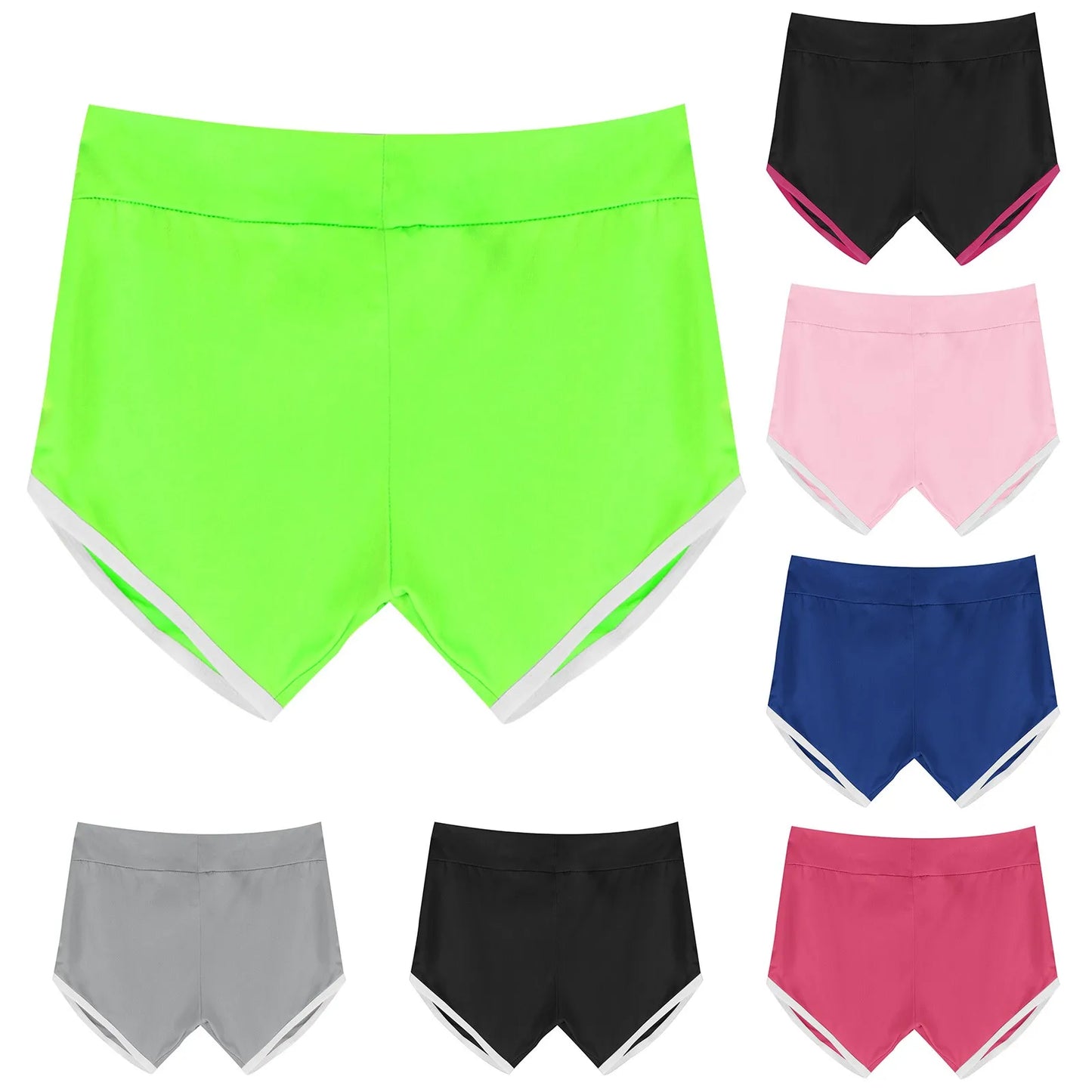 Women Mid Waist Shorts Girl Slim Fit High Stretchy Short Trousers Female Tight Shorts For Ladies Running Shorts Slim Fit Elastic