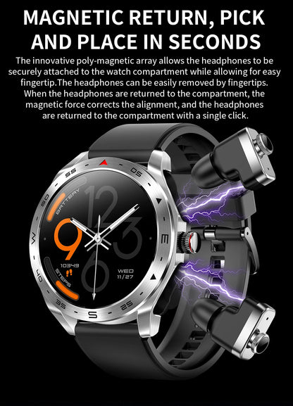 2025 New Smart Watch with TWS Earbuds 1.52 Inch AMOLED IP67 Waterproof Bluetooth Calls MP3 Music Smartwatch for Men Android iOS