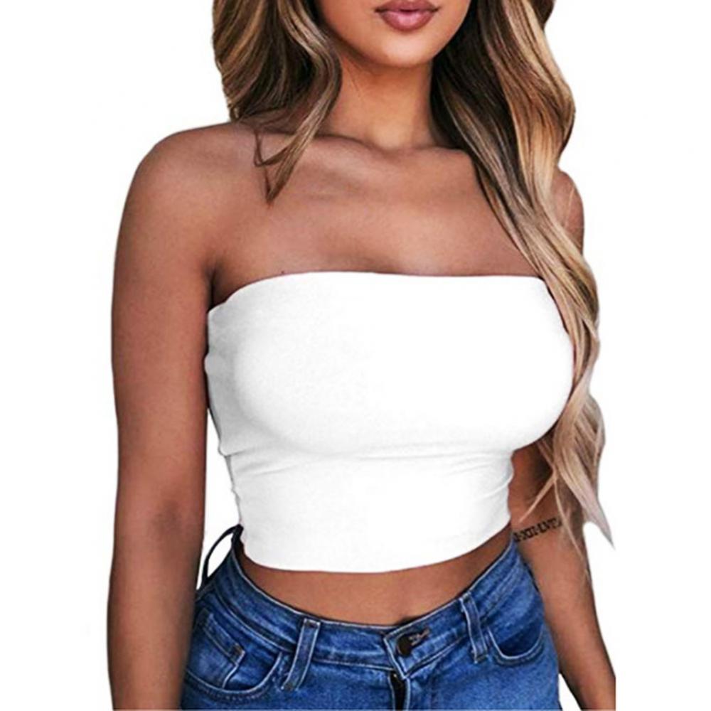 Women Sexy Strapless Tube Tops Off Shoulder Sleeveless Bustiers Crop Tops Backless Slim Fit Tank Vest Streetwear